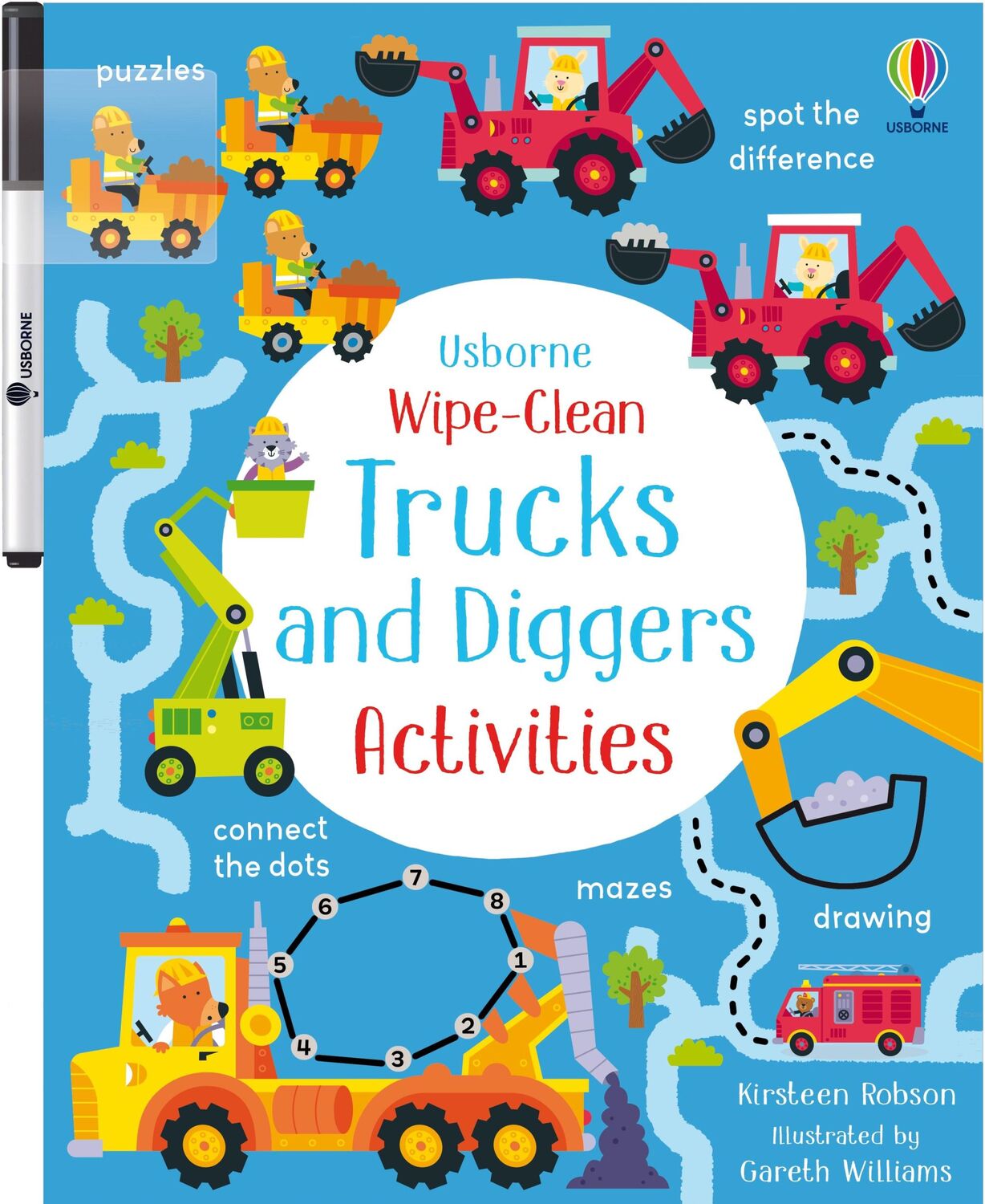 Cover: 9781805074007 | Wipe-Clean Trucks and Diggers Activities | Kirsteen Robson | Buch