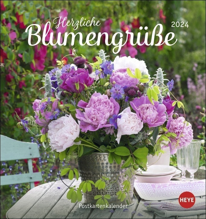 Cover: 9783756401338 | Blumengrüße Postkartenkalender 2024. Kleiner Kalender mit 12...