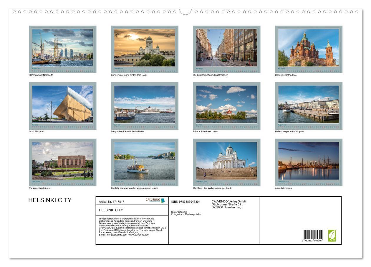 Bild: 9783383945304 | HELSINKI CITY (Wandkalender 2025 DIN A2 quer), CALVENDO Monatskalender