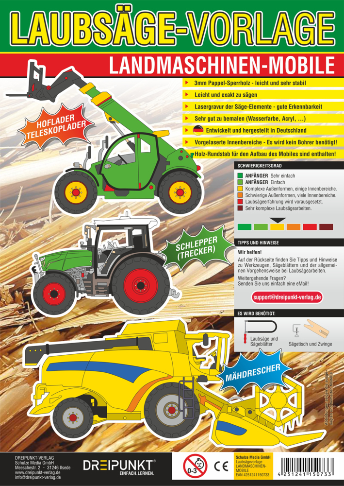 Cover: 4251241150733 | Laubsägevorlagen Landmaschinen (Mobile) | Schulze Media GmbH | Deutsch
