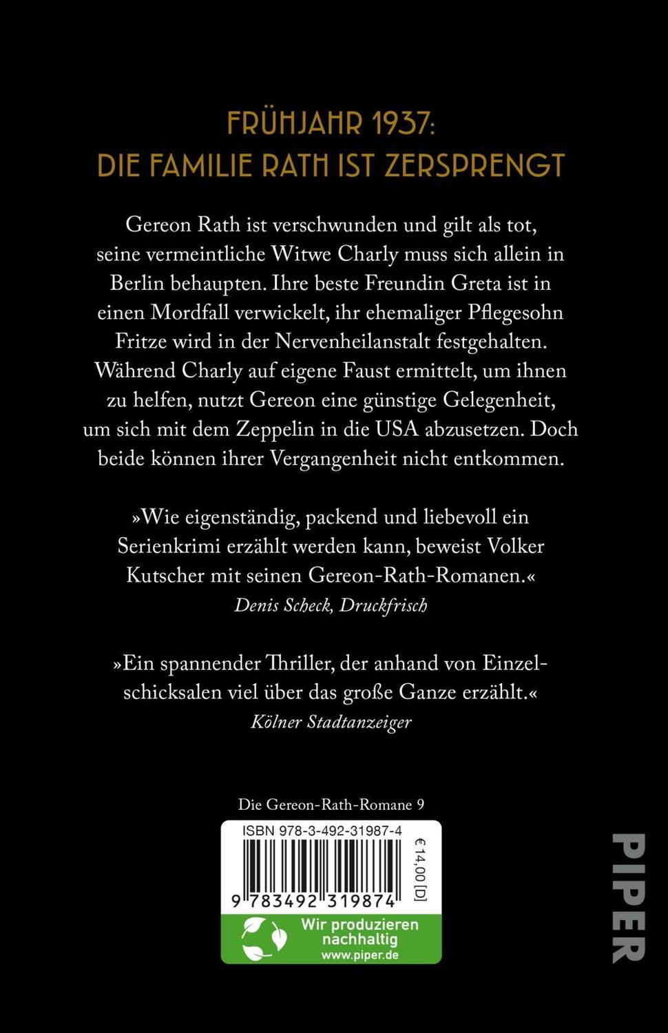 Rückseite: 9783492319874 | Transatlantik | Volker Kutscher | Taschenbuch | Die Gereon-Rath-Romane