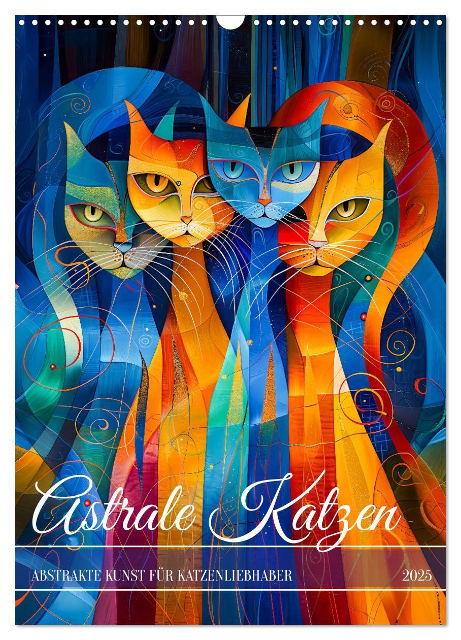 Cover: 9783457172148 | Astrale Katzen - Abstrakte Kunst für Katzenliebhaber (Wandkalender...