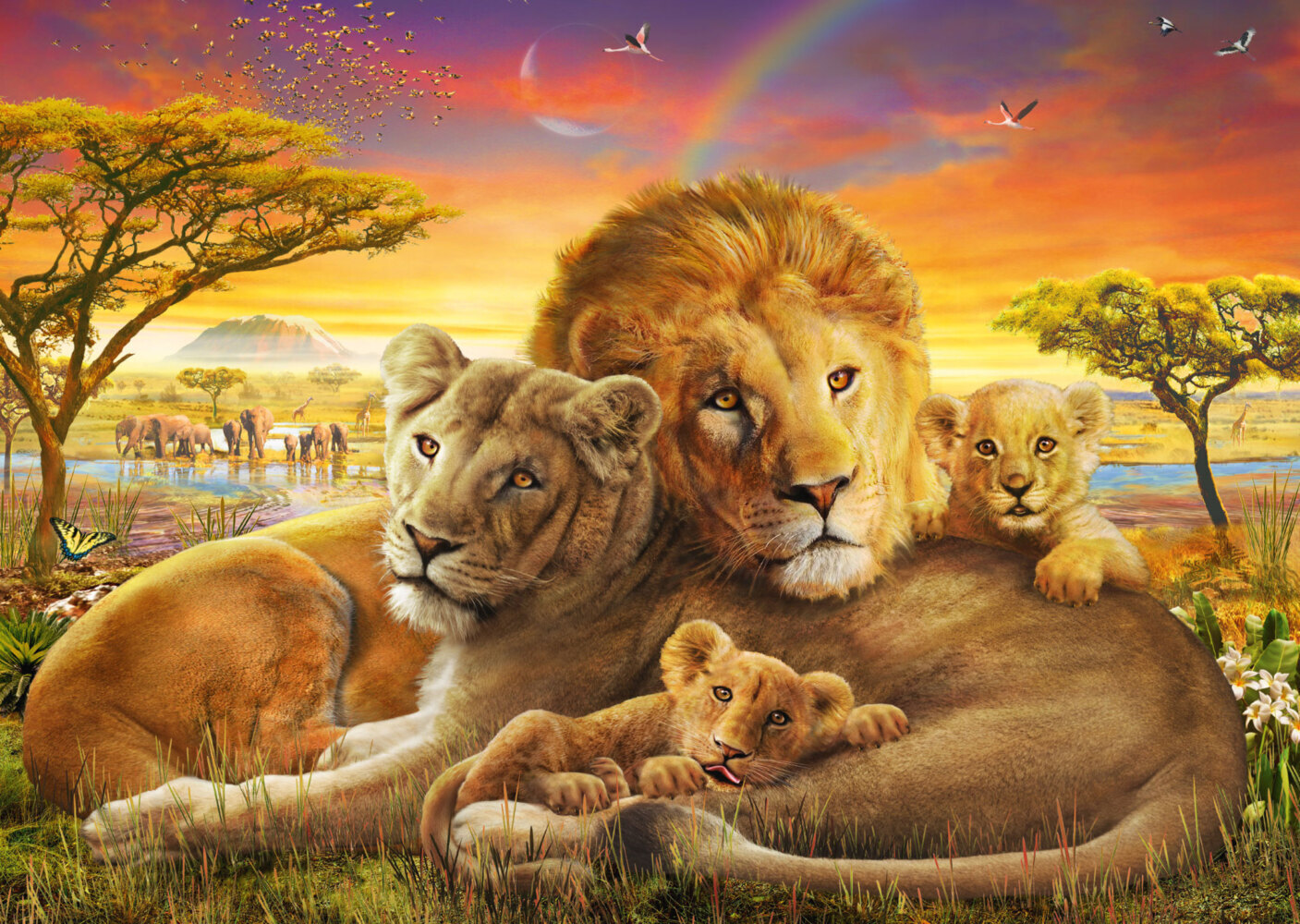 Bild: 4001504589875 | Kuschelnde Löwenfamilie (Puzzle) | Erwachsenenpuzzle 1.000 Teile