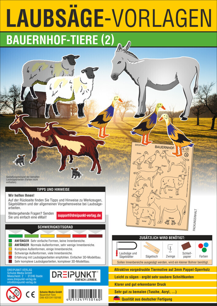 Cover: 4251241150160 | Laubsägevorlage Bauernhof-Tiere. .2. .2 | 2019 | Schulze Media