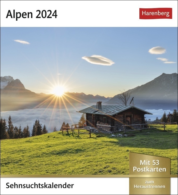 Cover: 9783840029448 | Alpen Sehnsuchtskalender 2024. 53 Postkarten in einem Fotokalender...