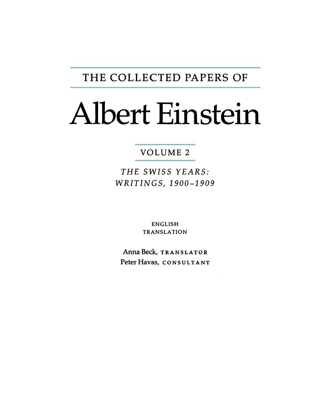 Cover: 9780691085494 | The Collected Papers of Albert Einstein, Volume 2 (English) | Einstein