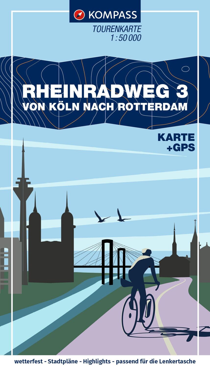 Cover: 9783991542278 | KOMPASS Fahrrad-Tourenkarte Rheinradweg 3, von Köln nach Rotterdam...