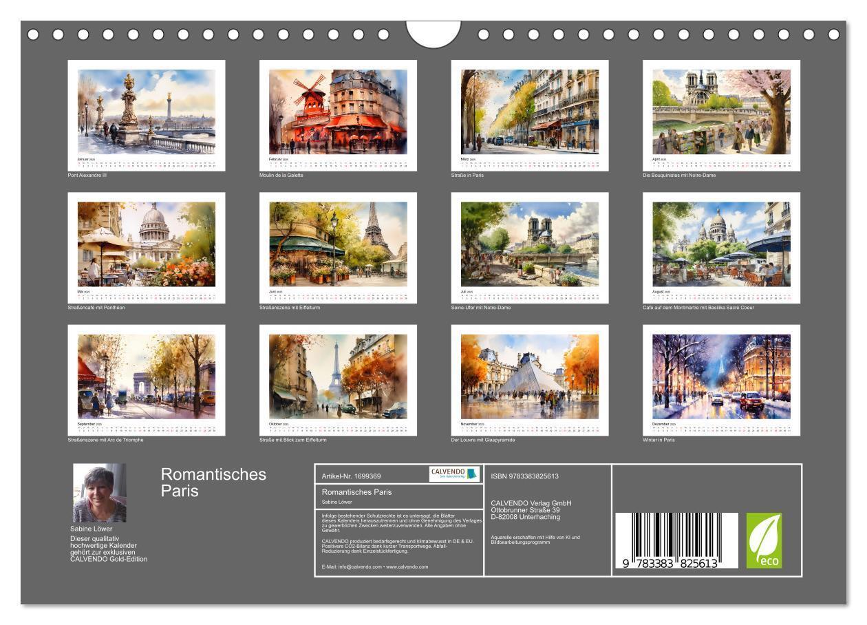 Bild: 9783383825613 | Romantisches Paris (Wandkalender 2025 DIN A4 quer), CALVENDO...