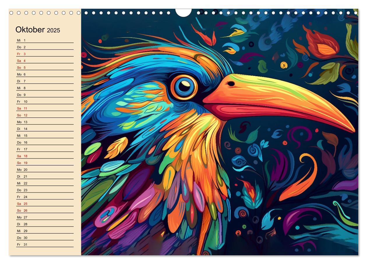 Bild: 9783383904257 | Kunterbunte Vögel (Wandkalender 2025 DIN A3 quer), CALVENDO...