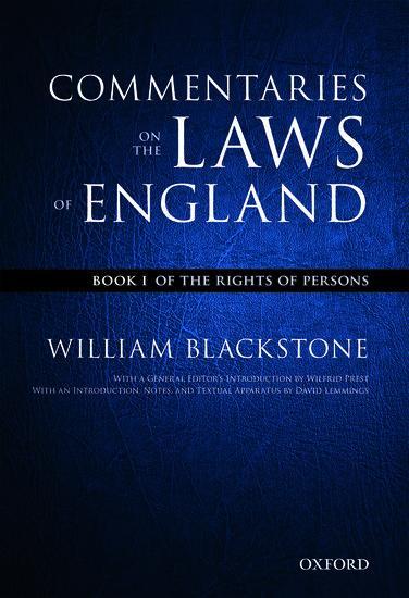 Cover: 9780199600991 | The Oxford Edition of Blackstone's: Commentaries on the Laws of...