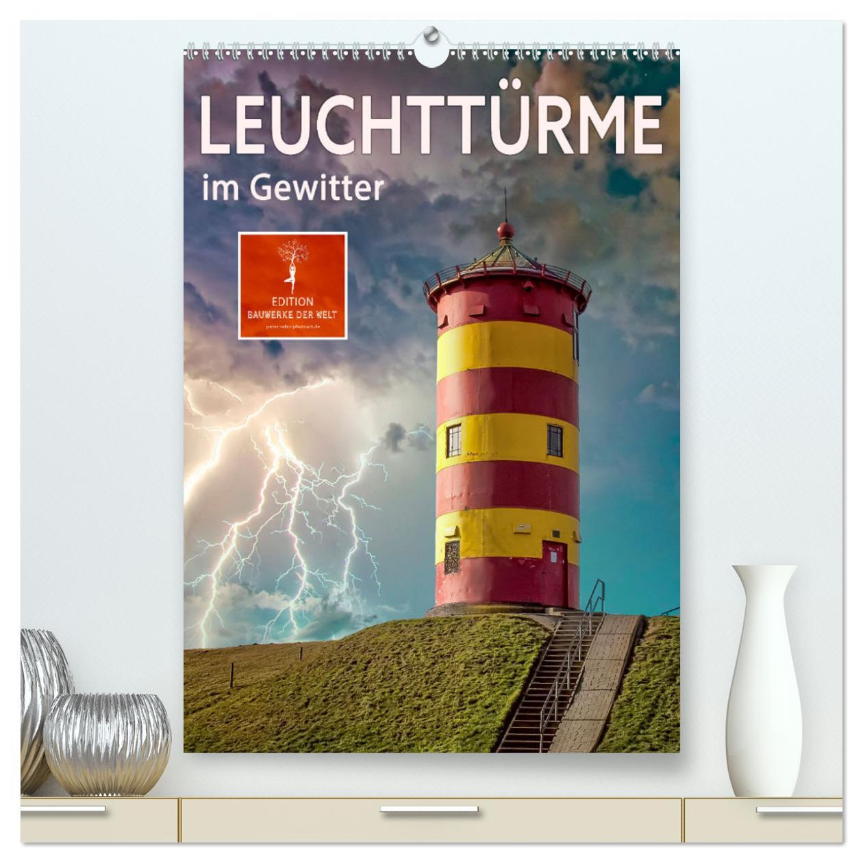 Cover: 9783435914111 | Leuchttürme im Gewitter (hochwertiger Premium Wandkalender 2025 DIN...