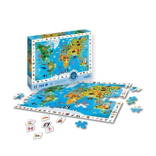 Bild: 3760124875010 | Calypto - Tierweltkarte 100 XL Teile Puzzle | Sentosphere | Spiel