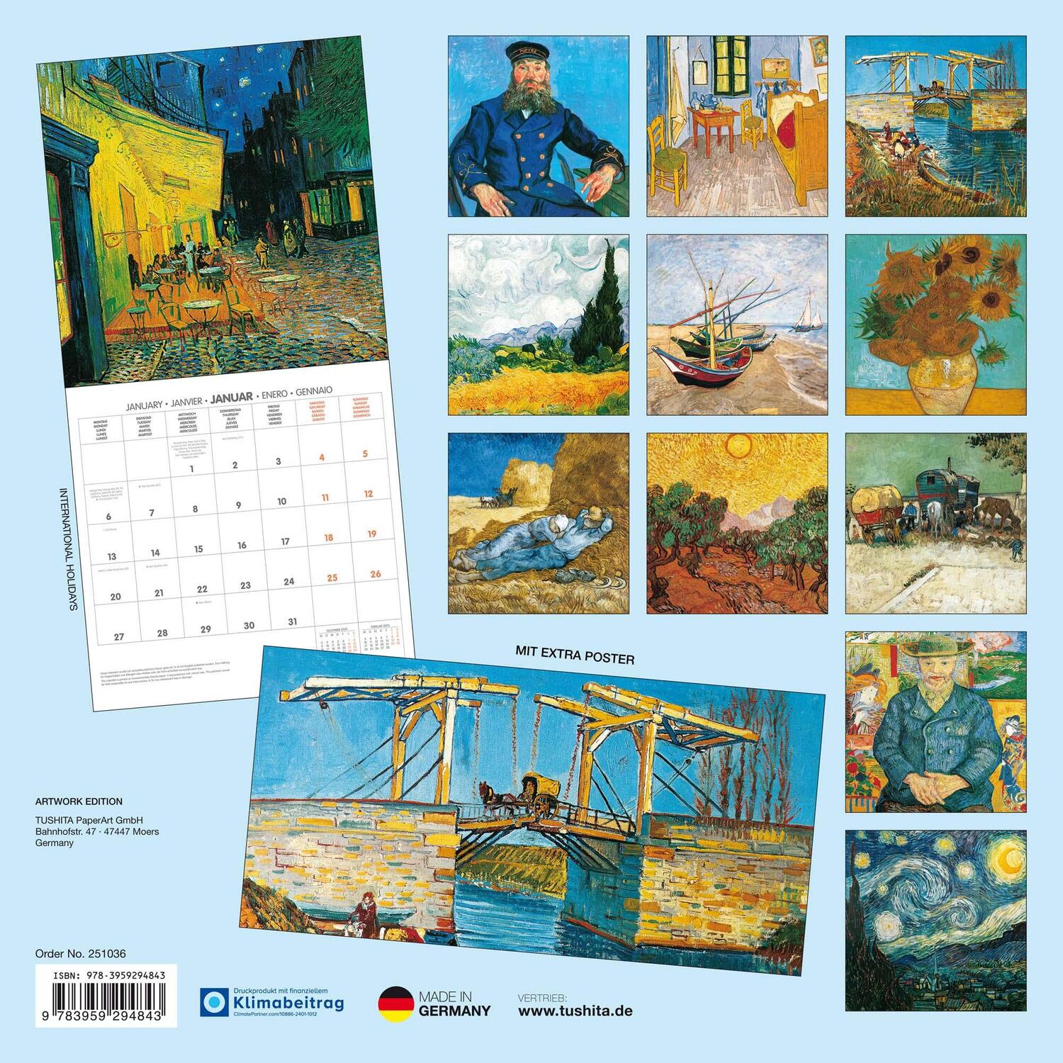 Rückseite: 9783959294843 | Vincent van Gogh 2025 | Kalender 2025 | Kalender | Artwork Edition