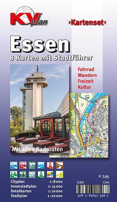 Cover: 9783896415967 | Essen  Kartenset, KVplan, Radkarte/Wanderkarte/Stadtplan, 1:20.000...