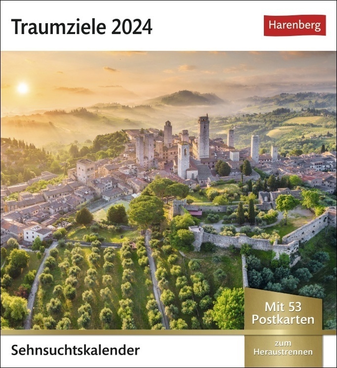 Cover: 9783840032042 | Traumziele Sehnsuchtskalender 2024. Reise-Kalender mit 53...