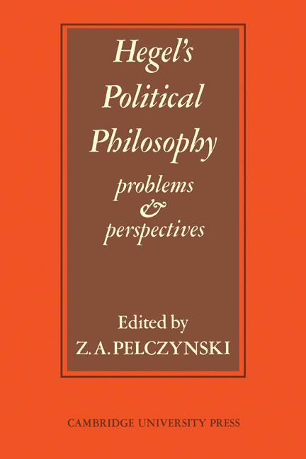 Cover: 9780521099875 | Hegel's Political Philosophy | Problems and Perspectives | Pelczynski