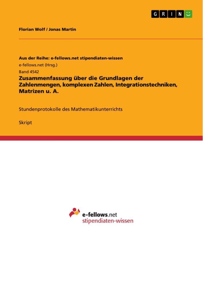 Cover: 9783668522190 | Zusammenfassung über die Grundlagen der Zahlenmengen, komplexen...