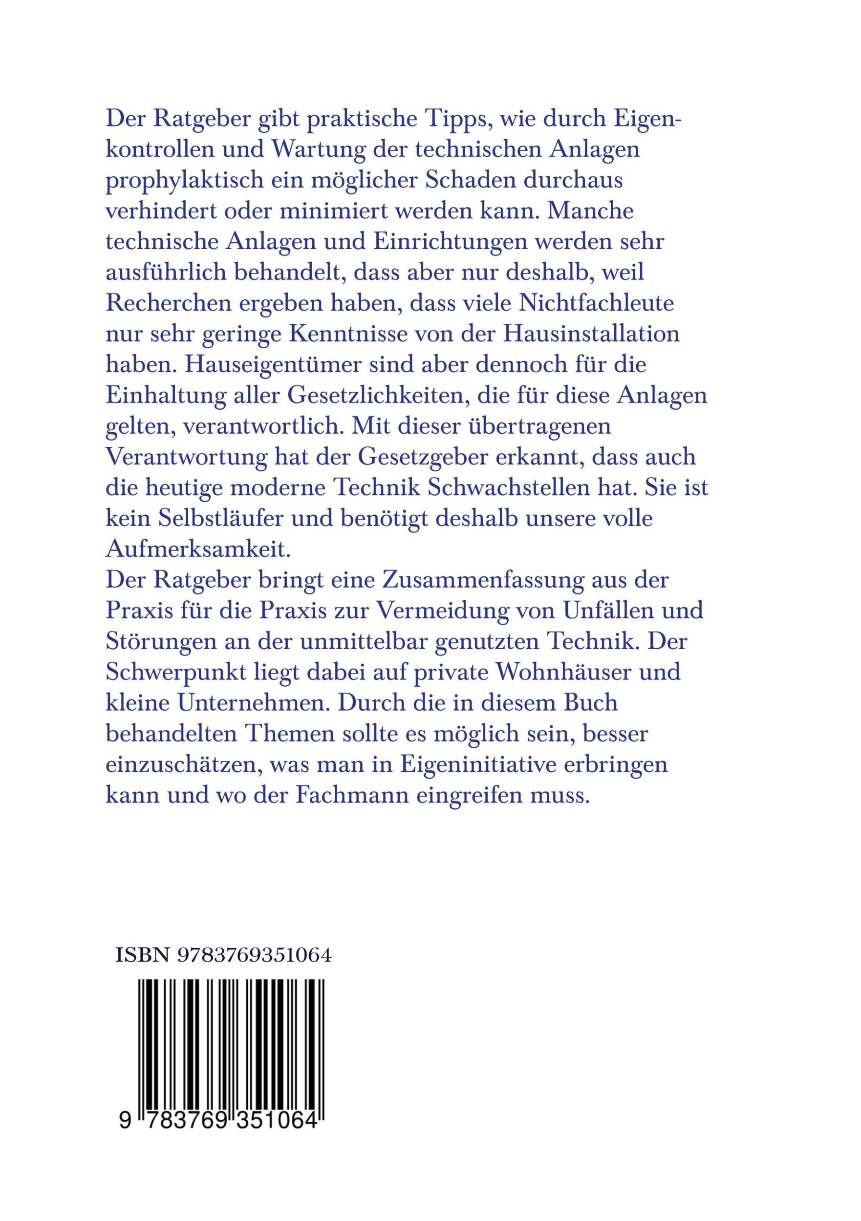 Rückseite: 9783769351064 | Was jeder Hauseigentümer, Hausverwalter und Hausmeister wissen sollte