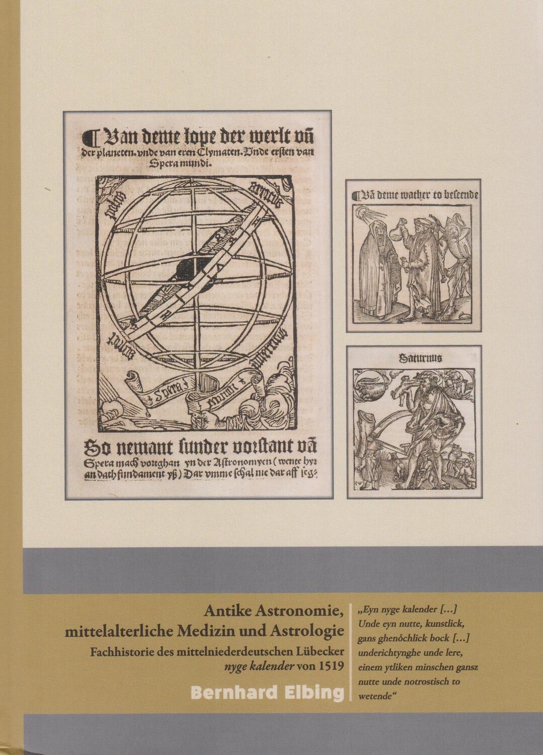 Cover: 9783730819159 | Antike Astronomie, mittelalterliche Medizin und Astrologie | Elbing