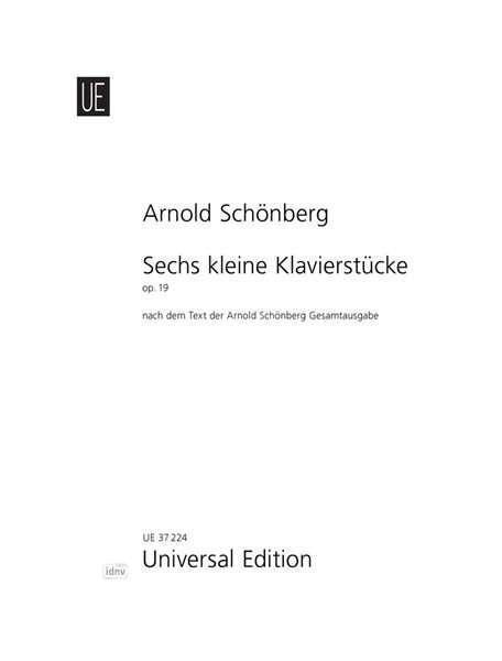 Cover: 9783702476786 | 6 kleine Klavierstücke | op. 19. für Klavier. | Broschüre | Deutsch