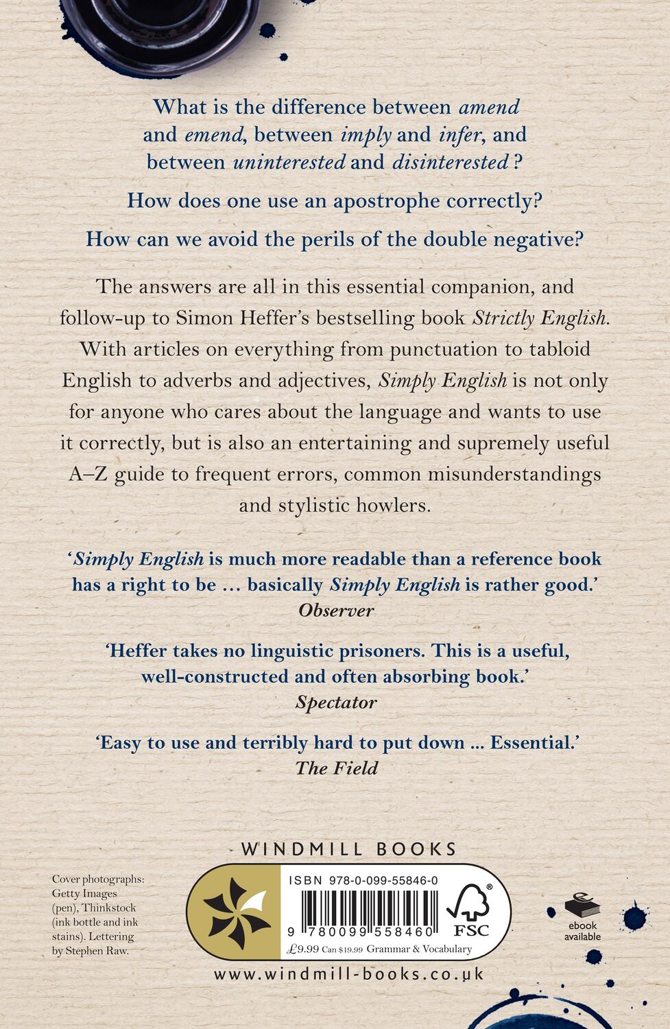 Rückseite: 9780099558460 | Simply English | An A-Z of Avoidable Errors | Simon Heffer | Buch