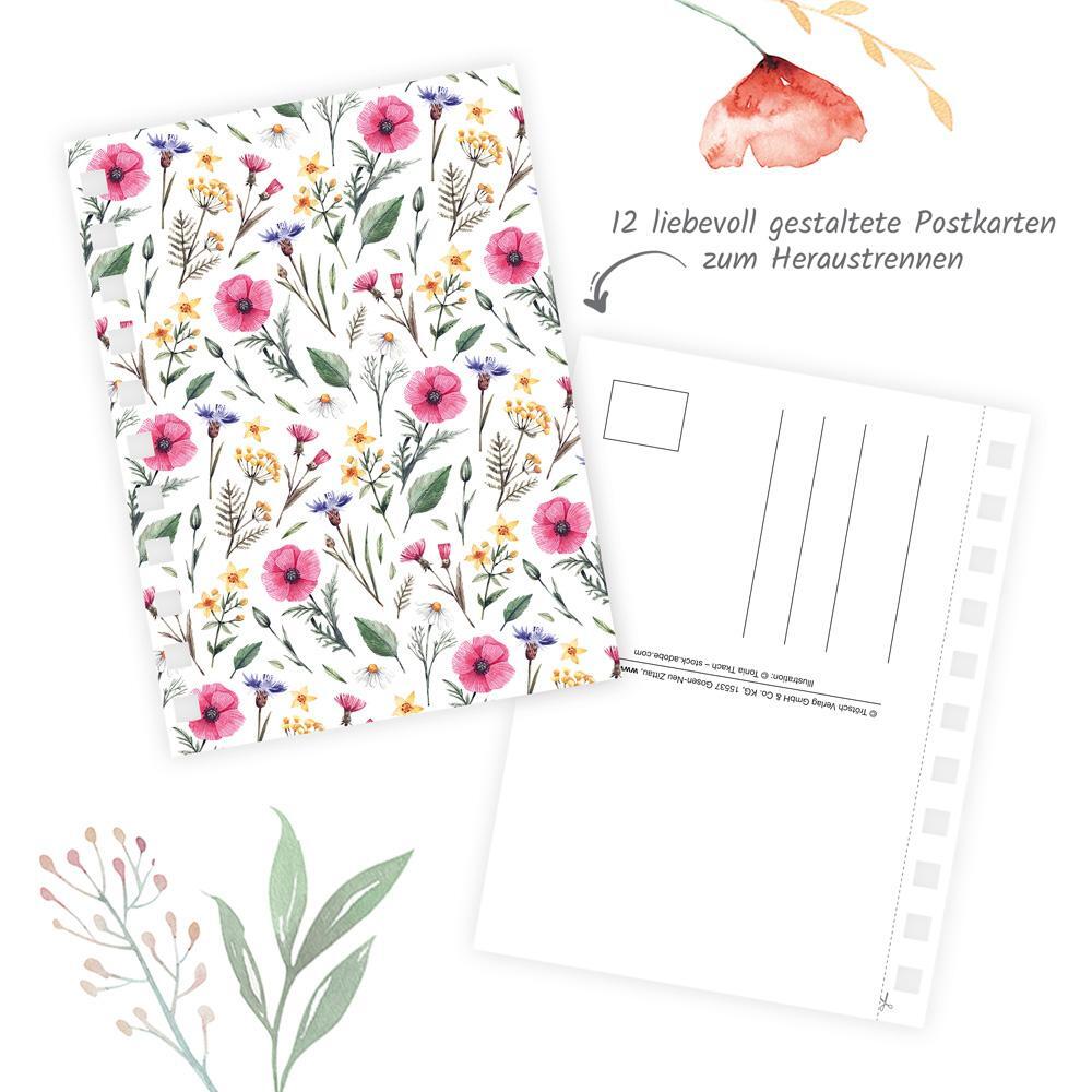 Bild: 4251901507242 | Trötsch Taschenkalender A6 Wire-O Motiv Blumen 2025 mit Postkarten