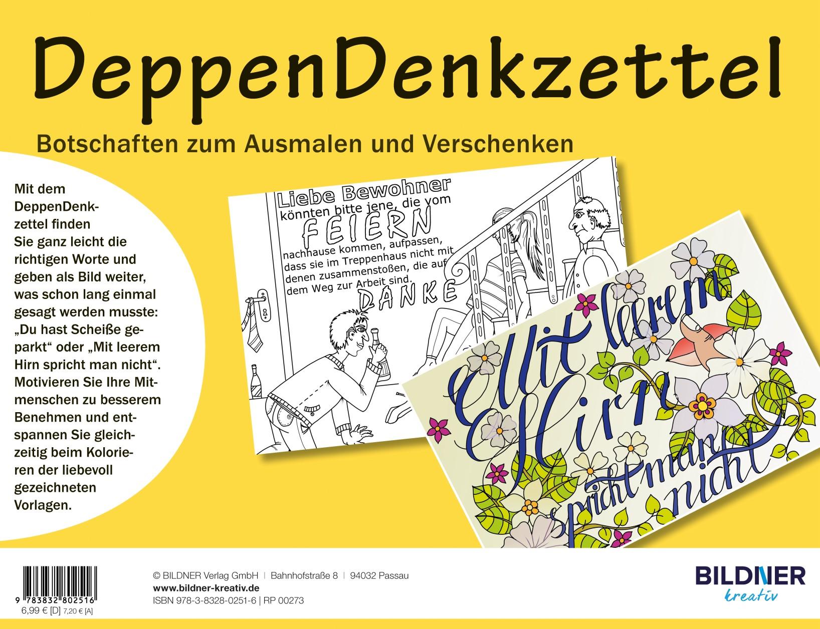 Rückseite: 9783832802516 | Malbuch für Erwachsene: DeppenDenkzettel | Taschenbuch | Kreativ