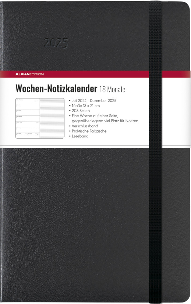 Cover: 4251732344580 | Alpha Edition - Wochen Notizkalender groß Black 2025...