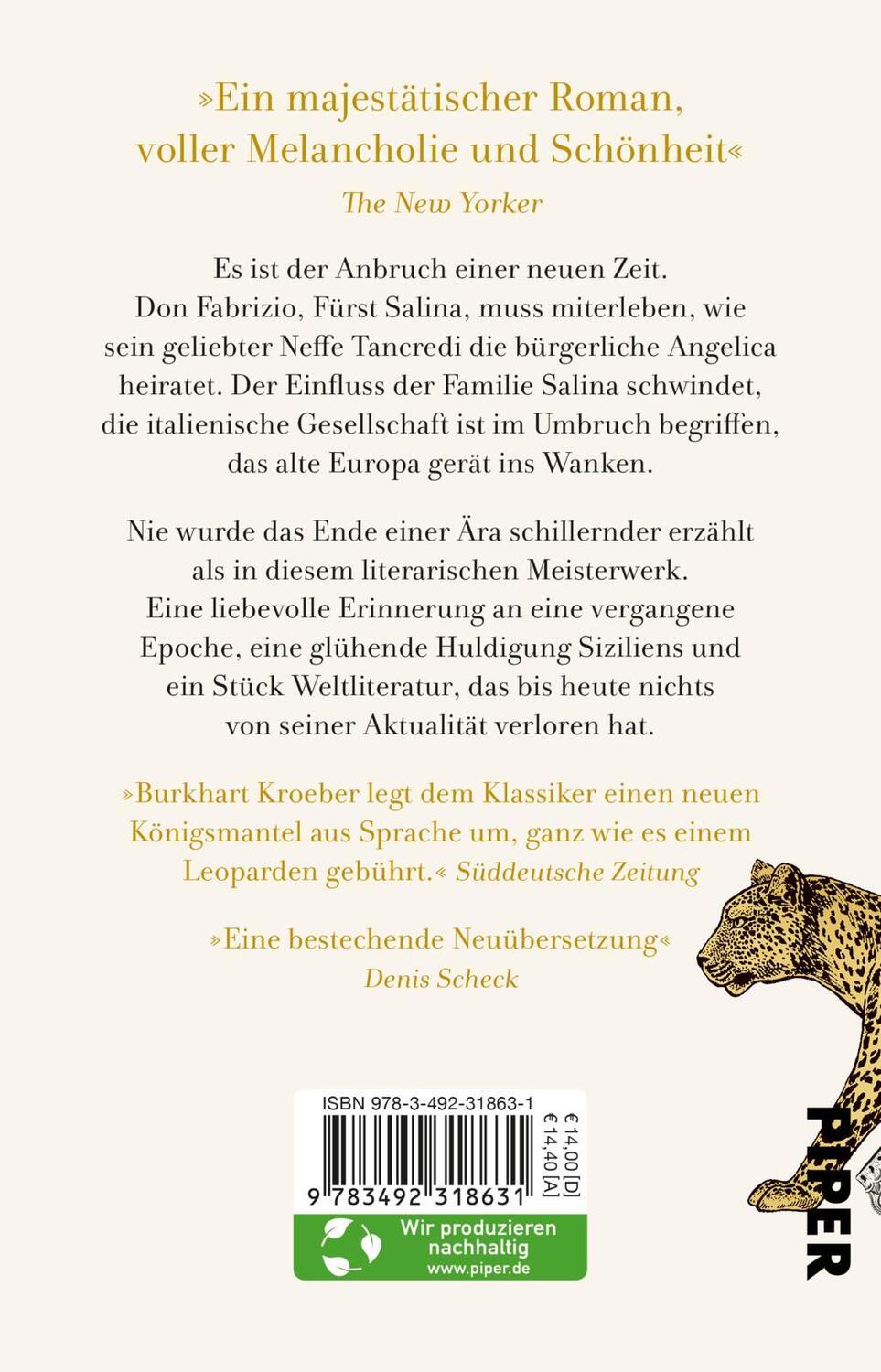 Rückseite: 9783492318631 | Der Leopard | Roman Klassiker der Weltliteratur in Neuübersetzung
