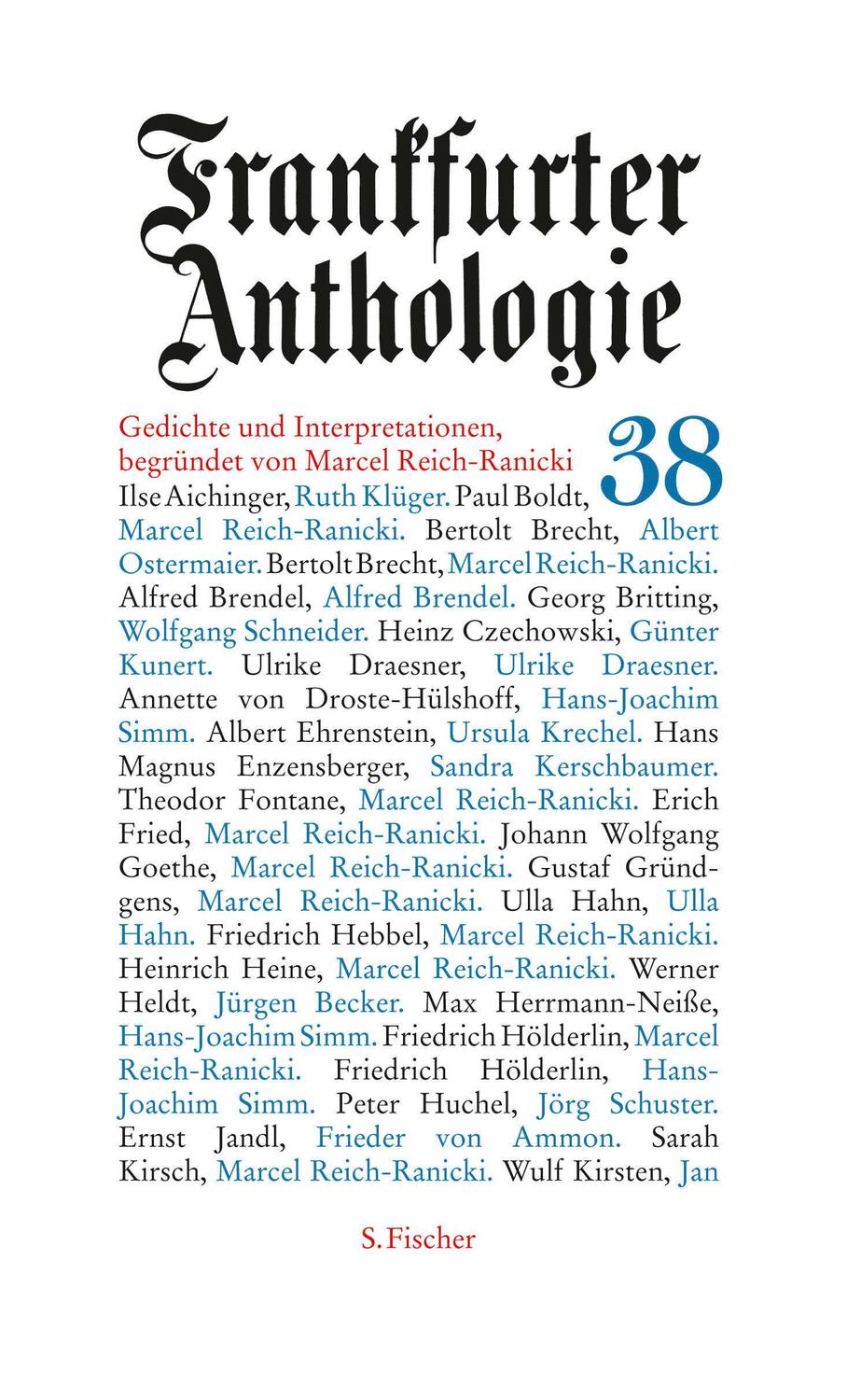 Cover: 9783100024121 | Frankfurter Anthologie 38 | Marcel Reich-Ranicki | Buch | 333 S.