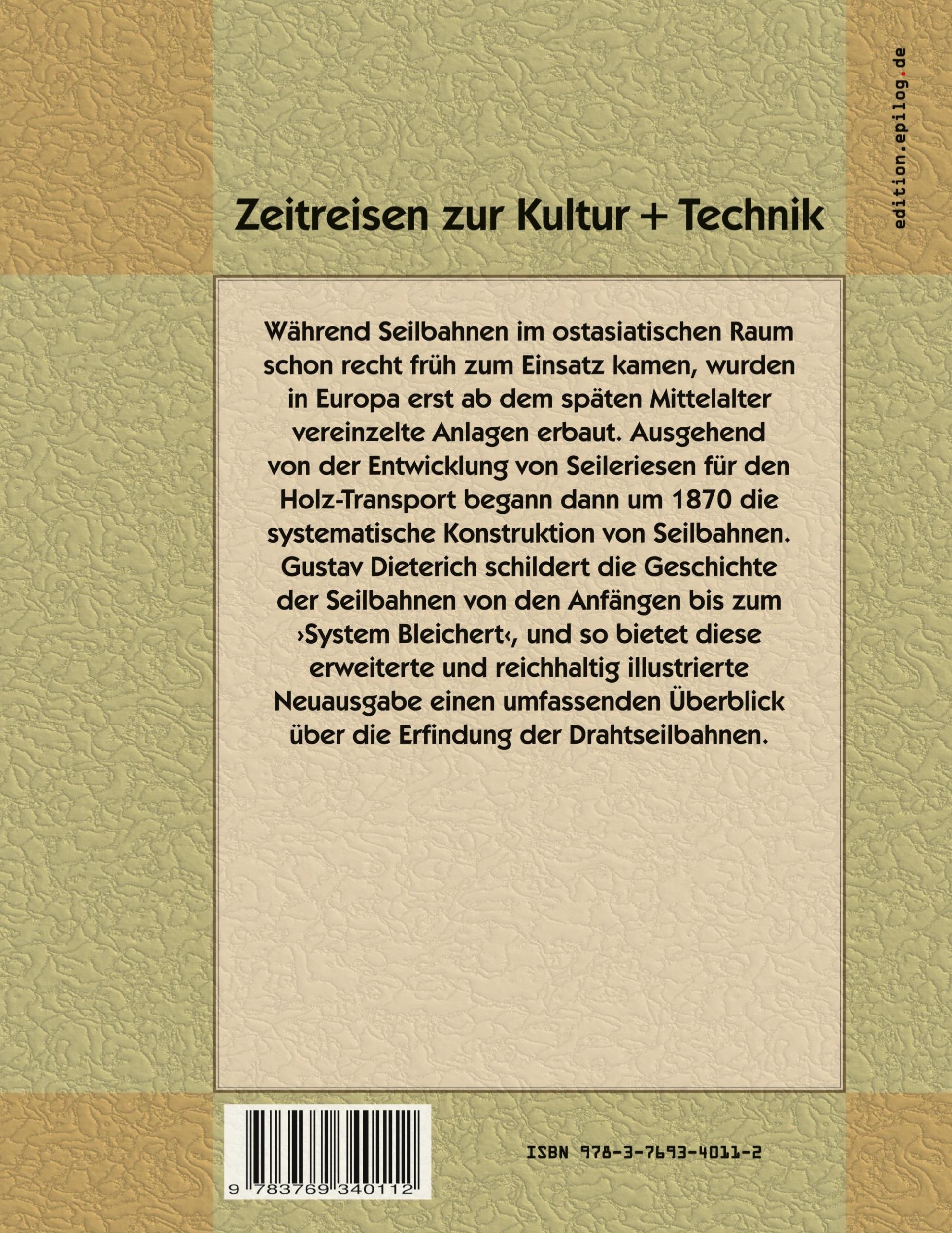 Rückseite: 9783769340112 | Die Erfindung der Drahtseilbahnen | Gustav Dieterich (u. a.) | Buch