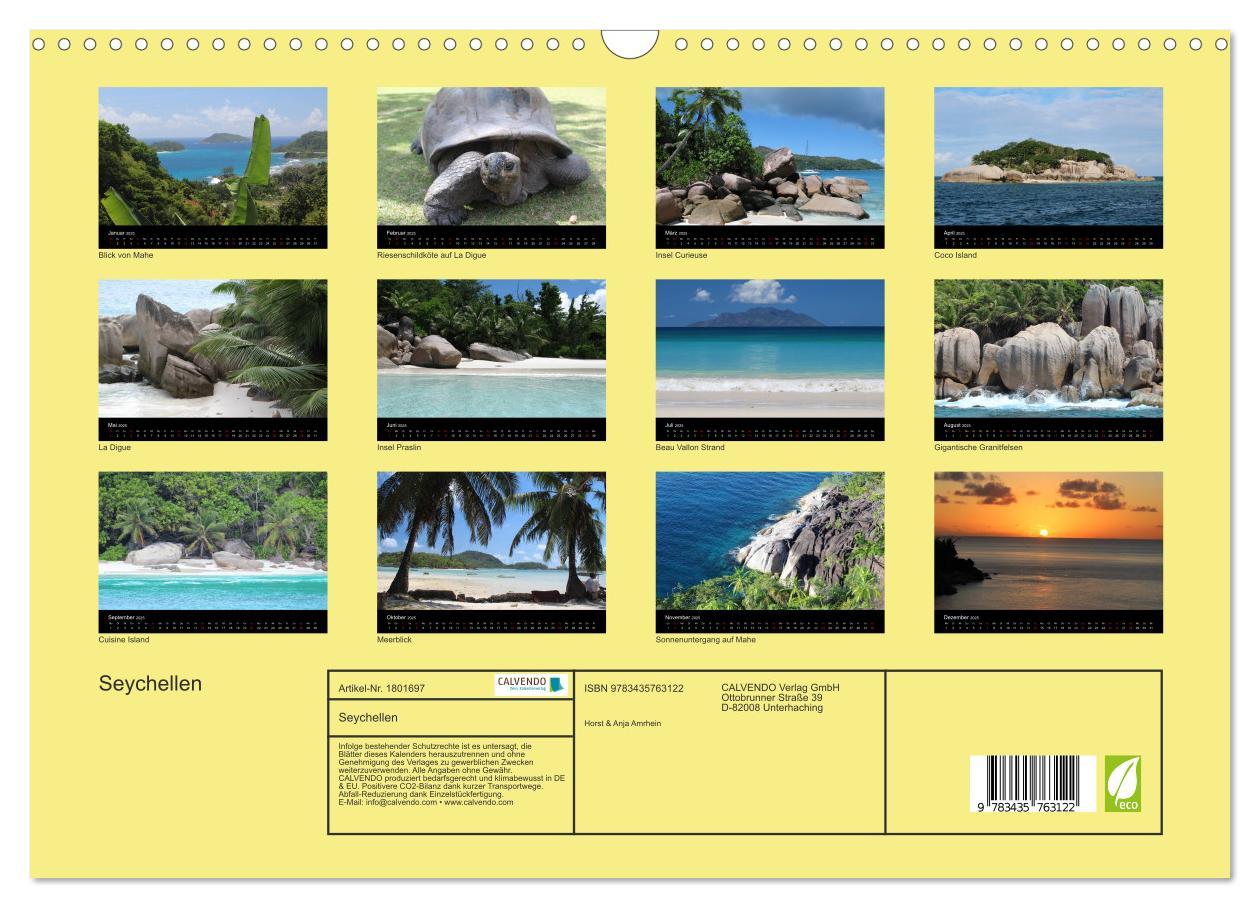 Bild: 9783435763122 | Seychellen (Wandkalender 2025 DIN A3 quer), CALVENDO Monatskalender