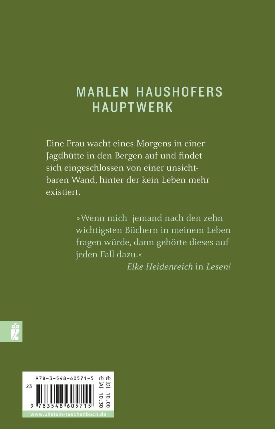 Rückseite: 9783548605715 | Die Wand | Marlen Haushofer | Taschenbuch | List bei Ullstein | 2004