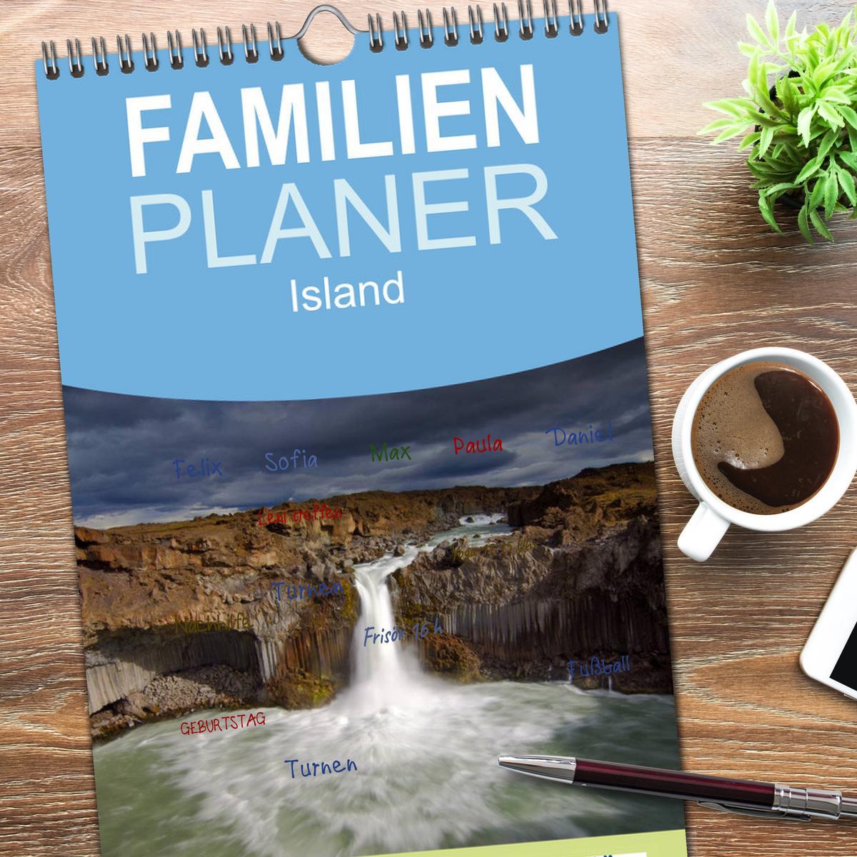 Bild: 9783457109380 | Familienplaner 2025 - Island mit 5 Spalten (Wandkalender, 21 x 45...