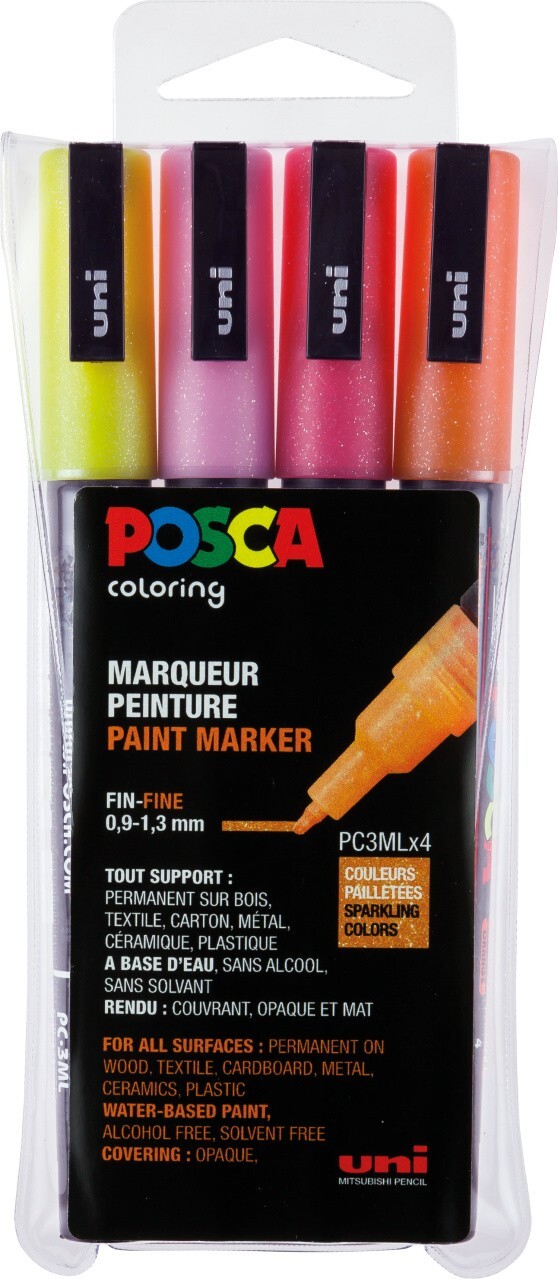 Cover: 3296280033389 | uni-ball Marker POSCA PC-3M Glitter warme Farben 4er Set | 186512