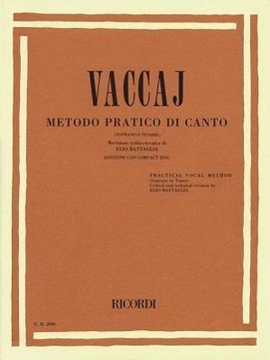 Cover: 9781480304703 | Practical Vocal Method (Vaccai) - High Voice: Soprano/Tenor - Book/CD