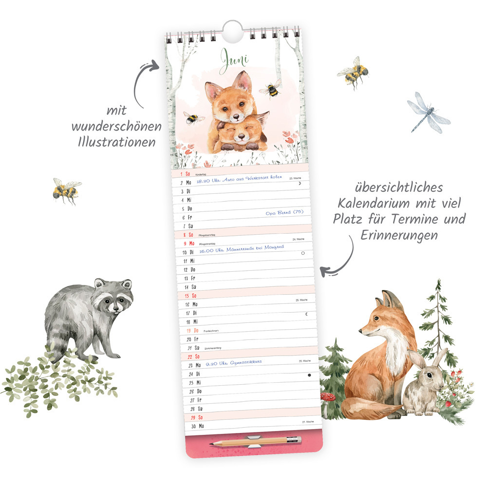 Bild: 9783988022462 | Trötsch Notizkalender mit Stift Hochformat Waldfreunde 2025 | Co.KG