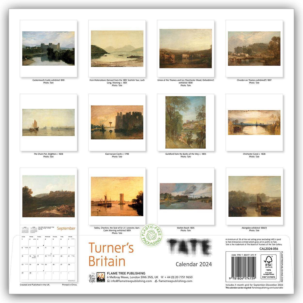 Rückseite: 9781804174159 | Tate: Turner's Britain Wall Calendar 2024 (Art Calendar) | Studio