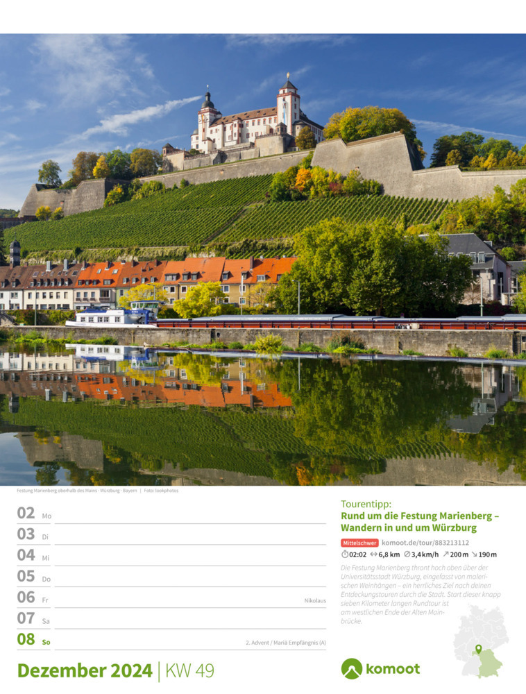 Bild: 9783838434278 | Deutschland ist wanderbar! Komoot - Wochenplaner Kalender 2024 | 56 S.
