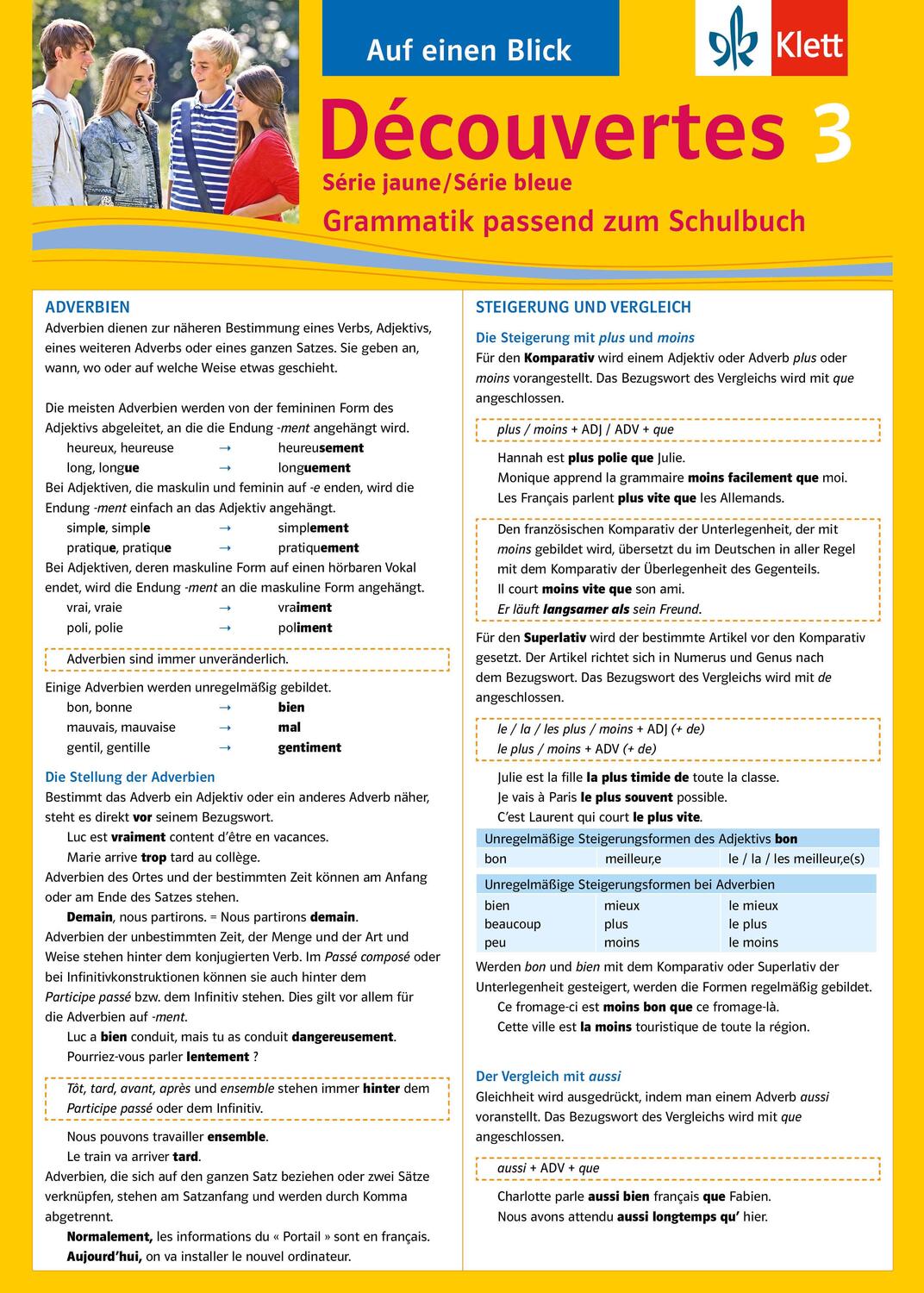 Cover: 9783129261439 | Découvertes Série jaune und bleue 3. Grammatik | Ursula Bachhausen