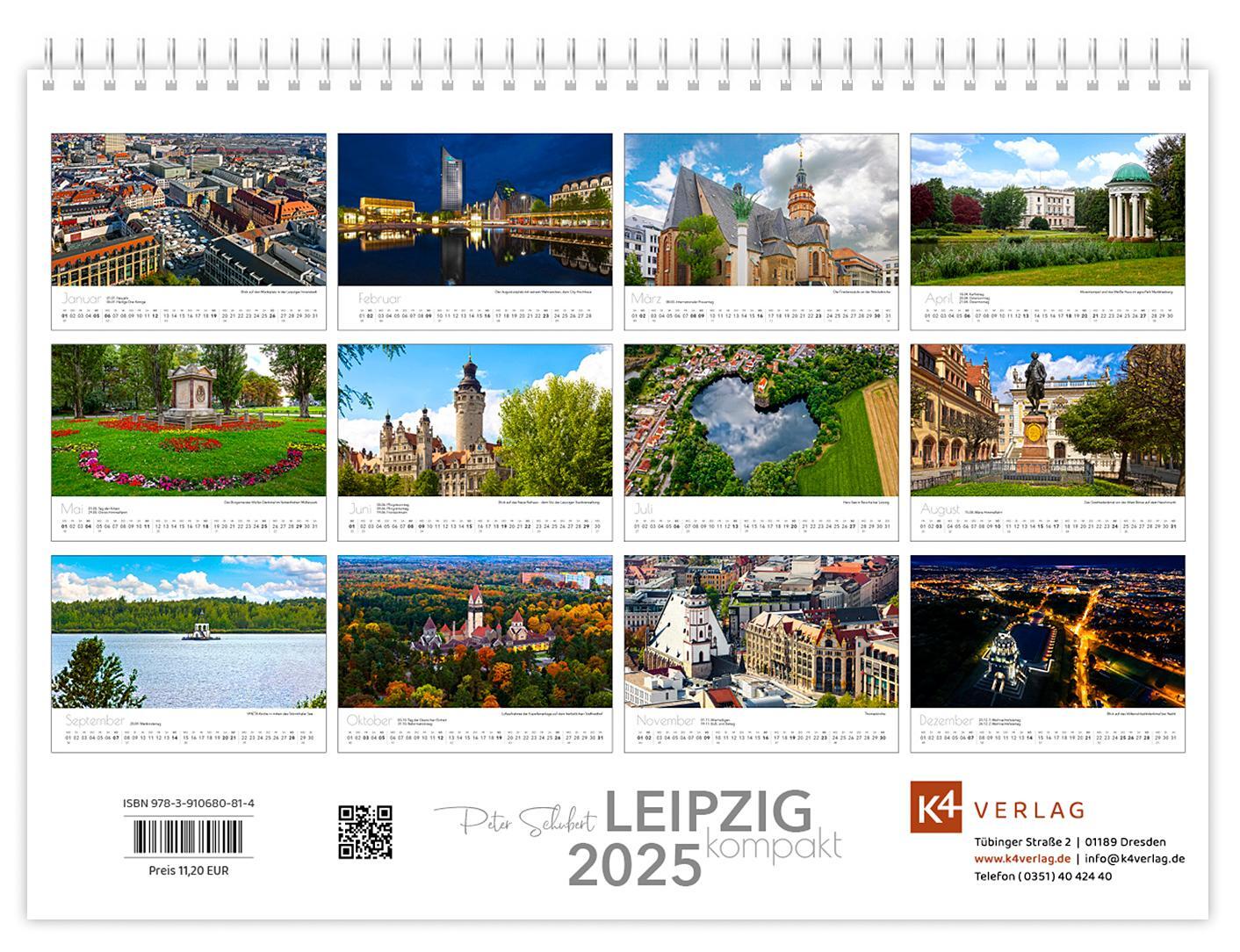 Bild: 9783910680814 | Kalender Leipzig kompakt 2025 | 21 x 15 cm weißes Kalendarium | 2025