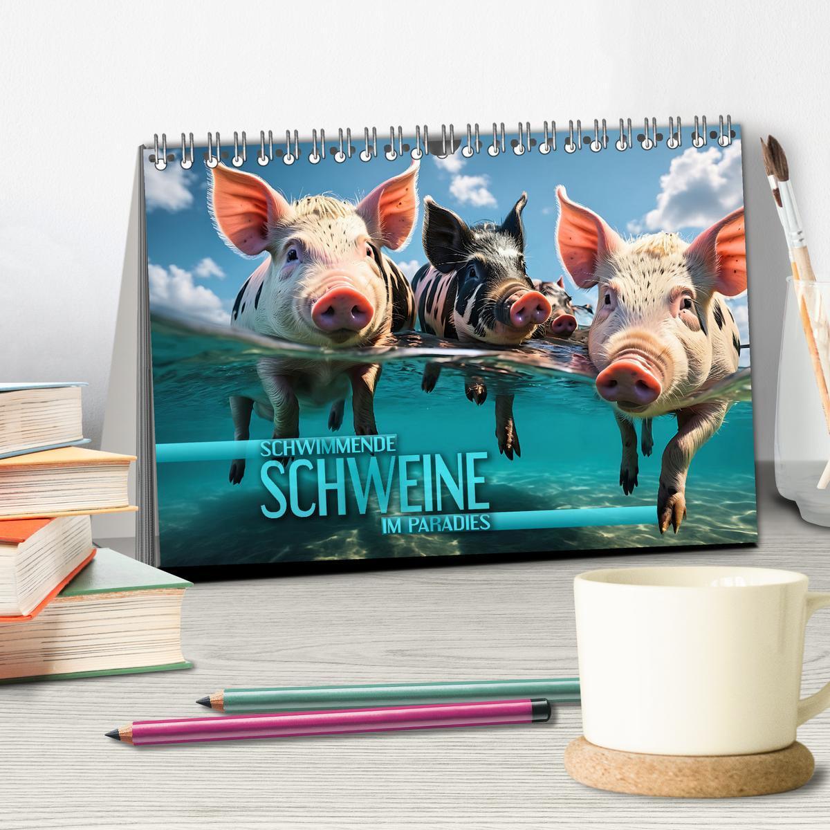 Bild: 9783383835292 | Schwimmende Schweine im Paradies (Tischkalender 2025 DIN A5 quer),...