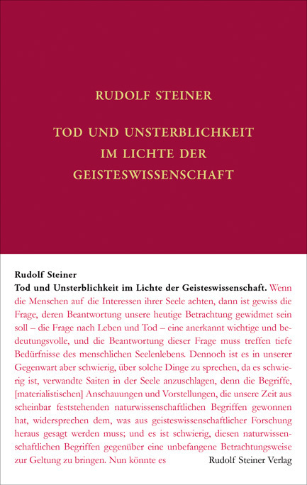 Cover: 9783727406942 | Tod und Unsterblichkeit im Lichte der Geisteswissenschaft | Steiner