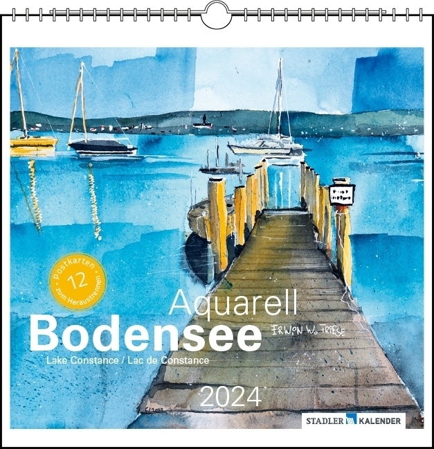 Cover: 9783861923121 | Bodensee Aquarell 2024 | Postkarten-Tischkalender | Kalender | 13 S.