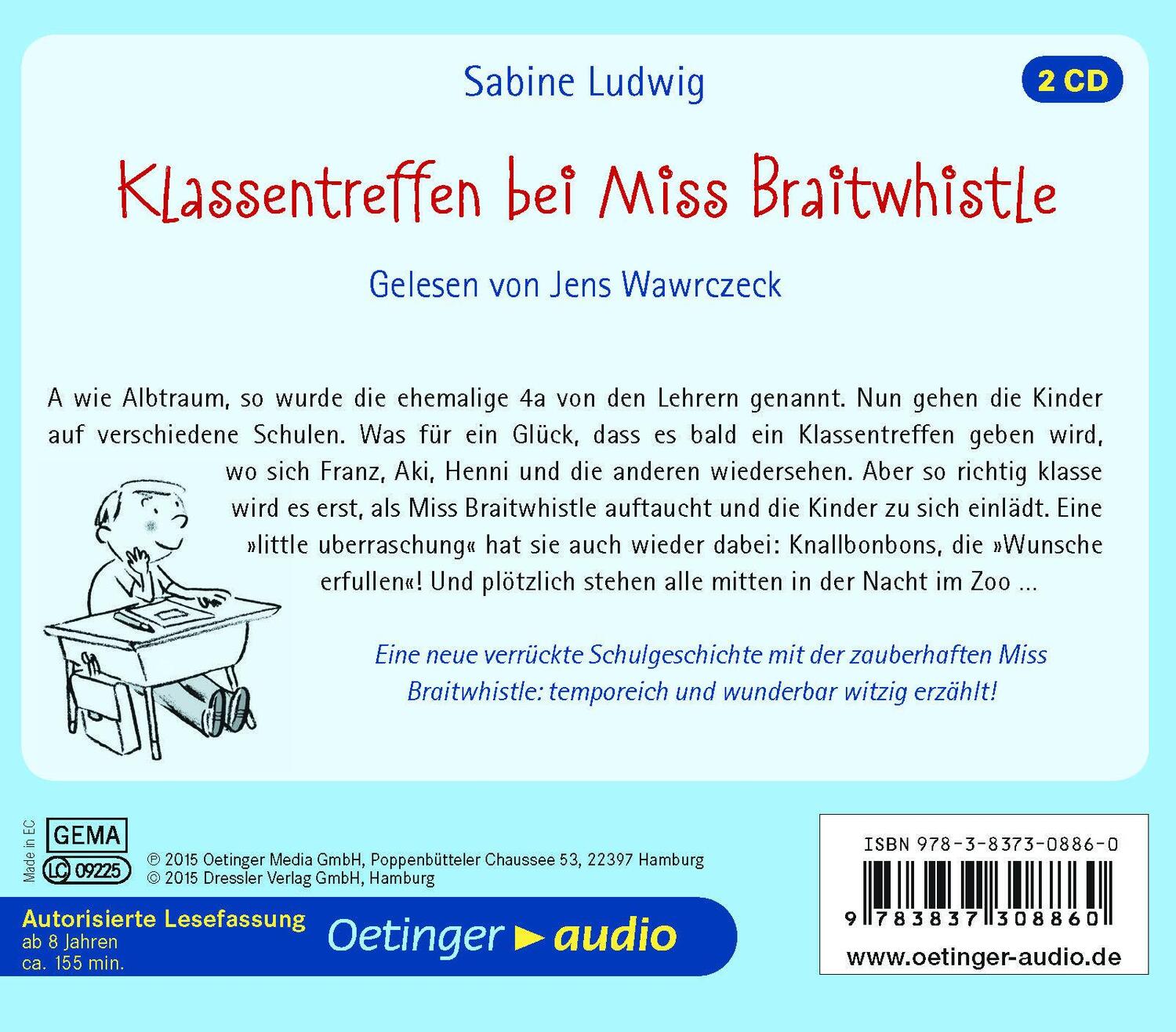 Rückseite: 9783837308860 | Klassentreffen bei Miss Braitwhistle (2 CD) | Autorisierte Lesefassung