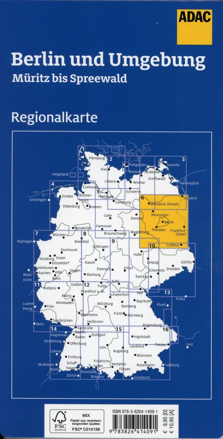 Bild: 9783826414091 | ADAC Regionalkarte Blatt 6 Berlin und Umgebung 1:150 000 | Deutsch