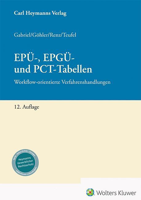Cover: 9783452302083 | EPÜ-, EPGÜ- und PCT-Tabellen | Markus Gabriel (u. a.) | Buch | XXV