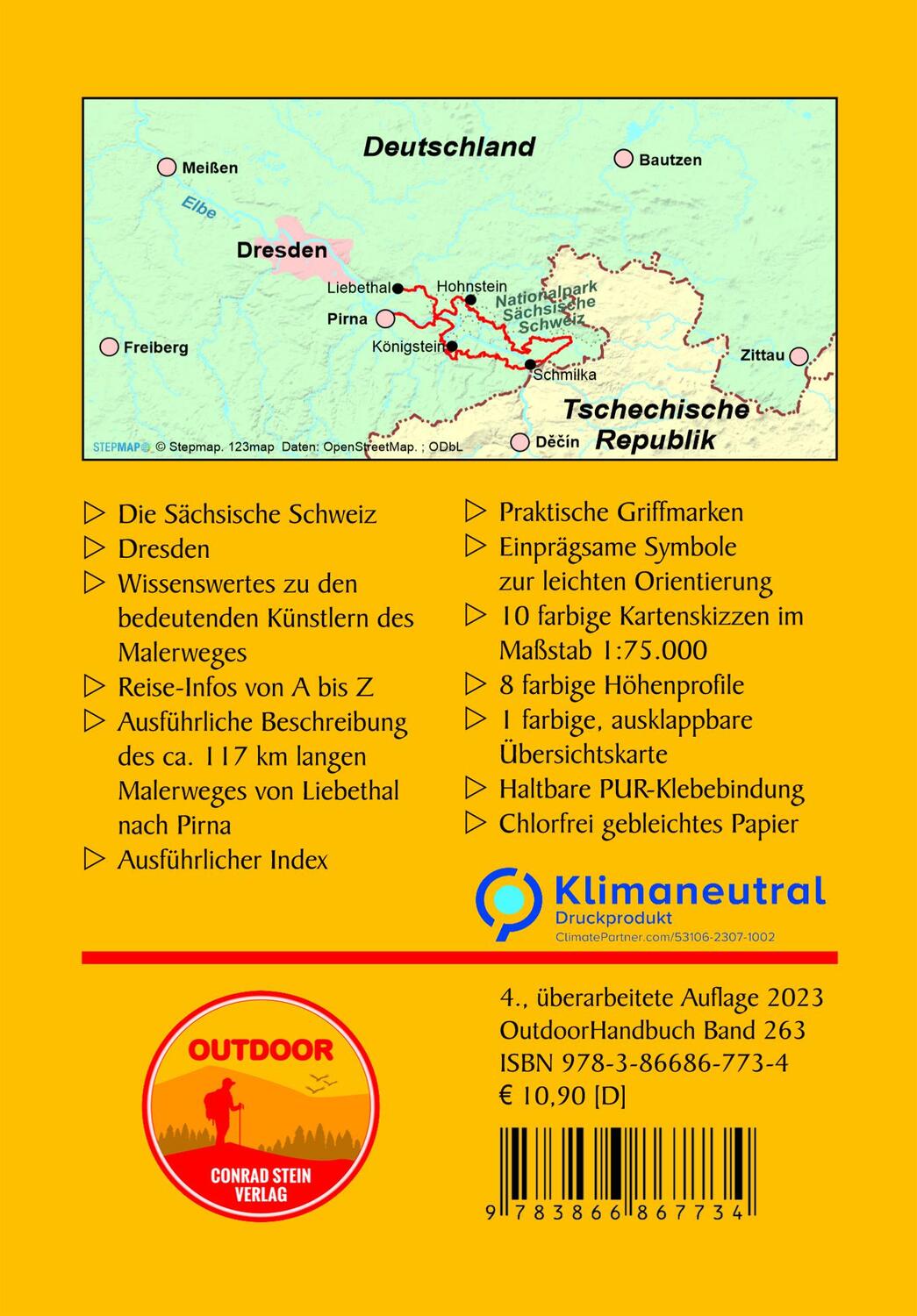 Rückseite: 9783866867734 | Malerweg | Thorsten Hoyer | Taschenbuch | Outdoor Wanderführer | 96 S.