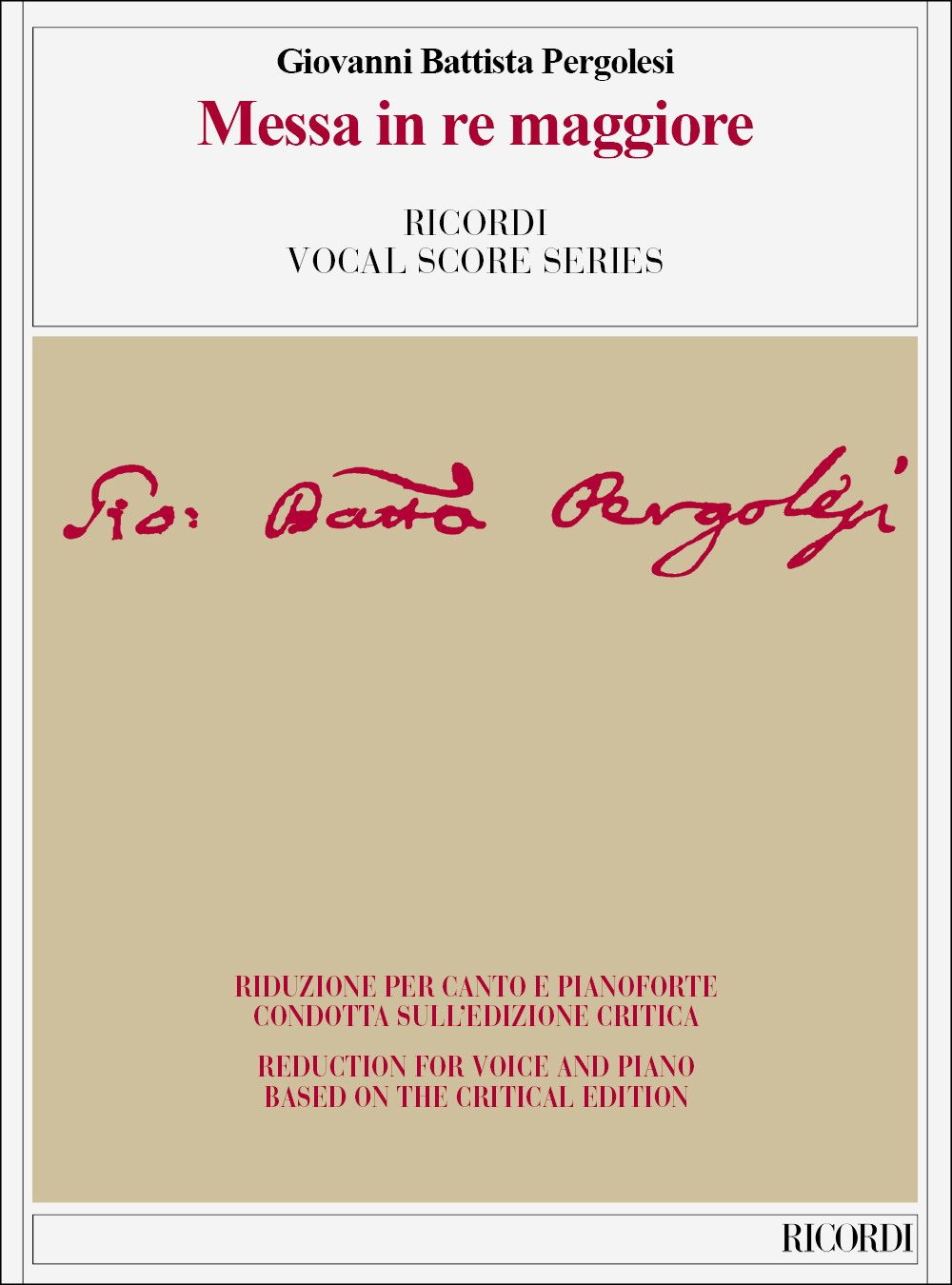 Cover: 9790041411965 | Messa in re maggiore | Giovanni Battista Pergolesi | Klavierauszug