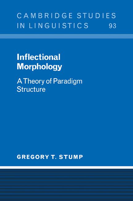 Cover: 9780521024228 | Inflectional Morphology | A Theory of Paradigm Structure | Stump